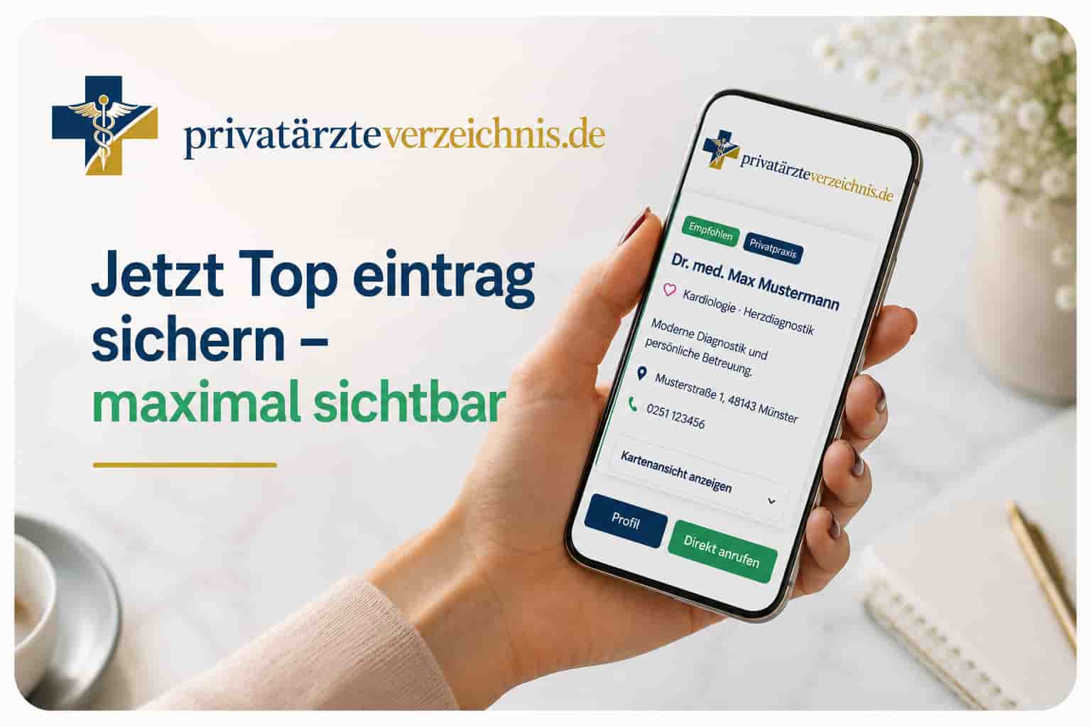 Jetzt Informationen zum Praxiseintrag im Privatärzteverzeichnis ansehen